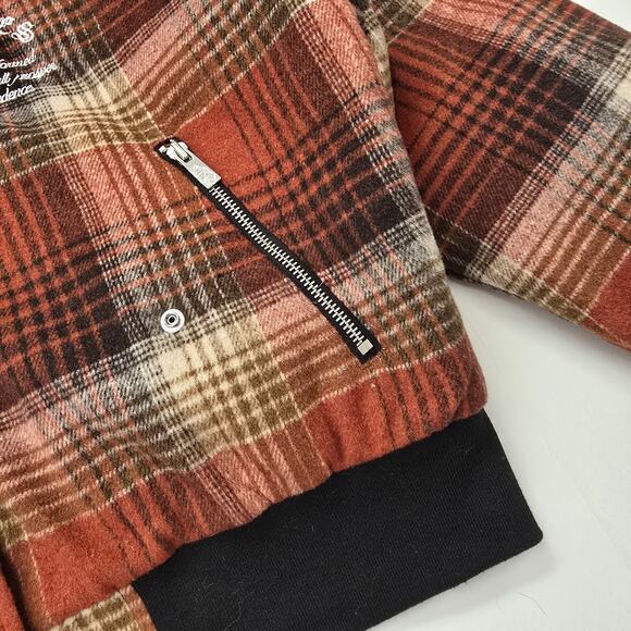 NWT Darc Sport Wolves Club Flannel Jacket Womens M Embroidered Red Plaid - Picture 5 of 9